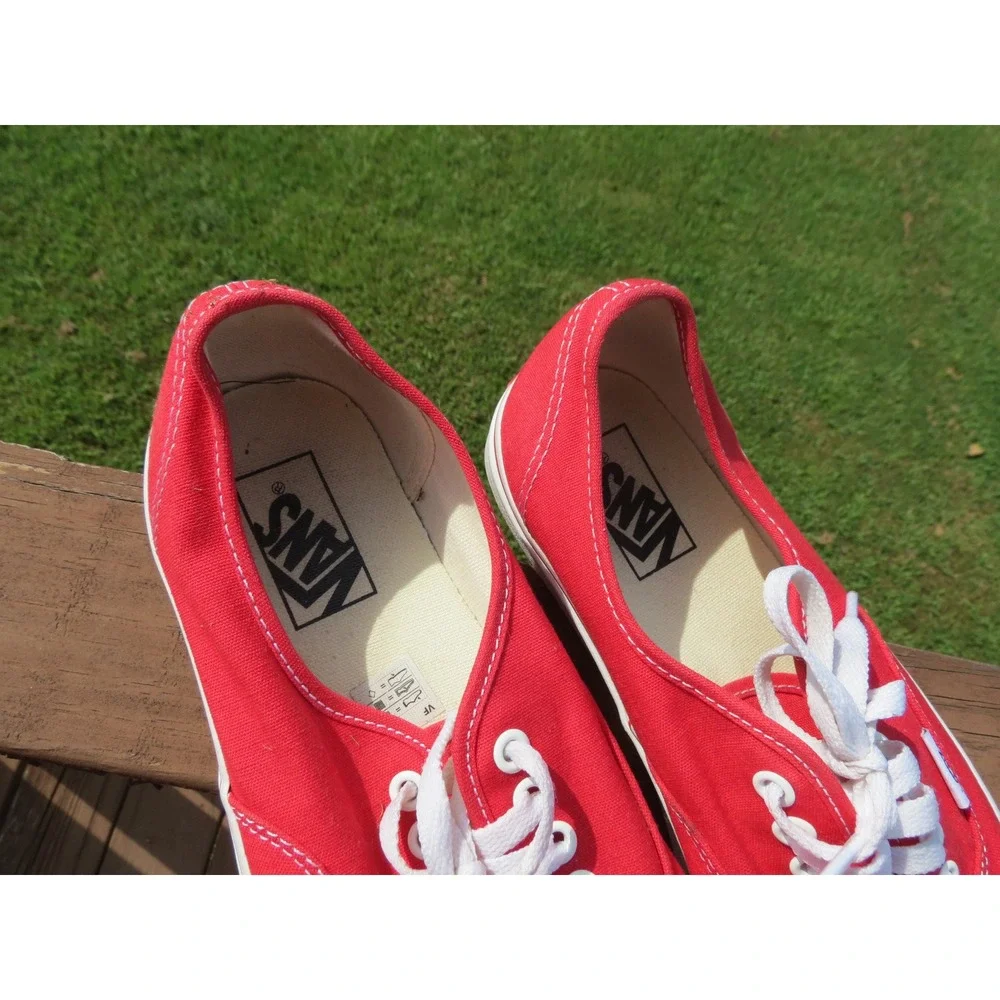 Vans Authentic Sneakers Mens 8.5 Red Low Top Canvas Lace Up Shoes